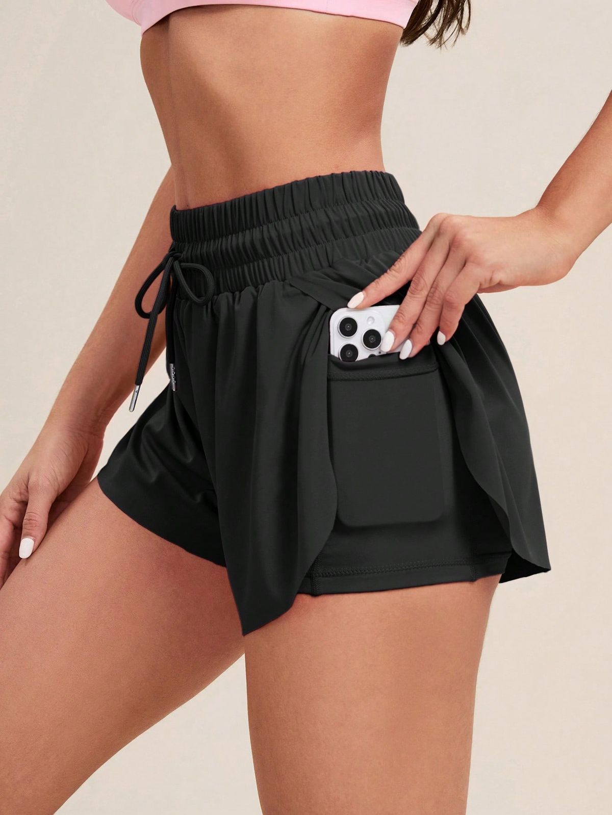 Women's High-Waist Yoga Sports Shorts Quick-Dry Double Layered Breathable Athletic Outdoor Leisure Running Fitness Keep Eye Catching