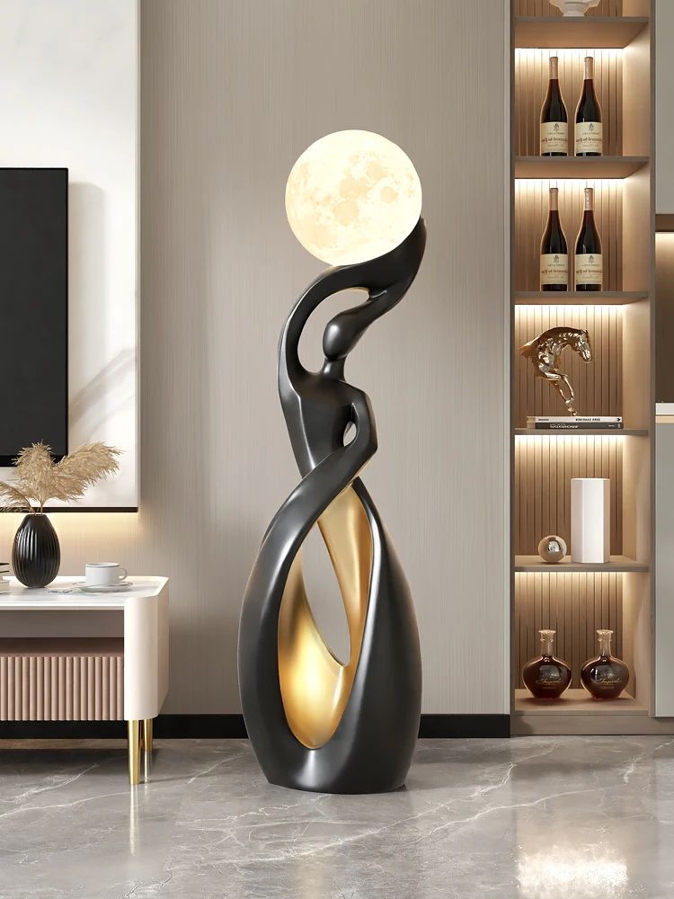 Home Decor Statue Abstract Art Ornaments Nordic Living Room Large Floor Luminous Sculpture Housewarming Gift Interior Figurines
