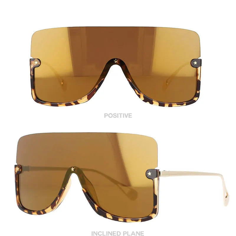 46266 Oversized Sunglasses One-Piece Lenses Men Women's Sunglasses Vintage Female Shades Uv400 Lentes De Sol