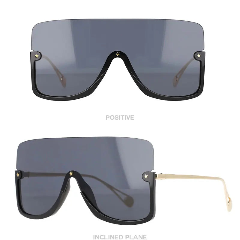 46266 Oversized Sunglasses One-Piece Lenses Men Women's Sunglasses Vintage Female Shades Uv400 Lentes De Sol