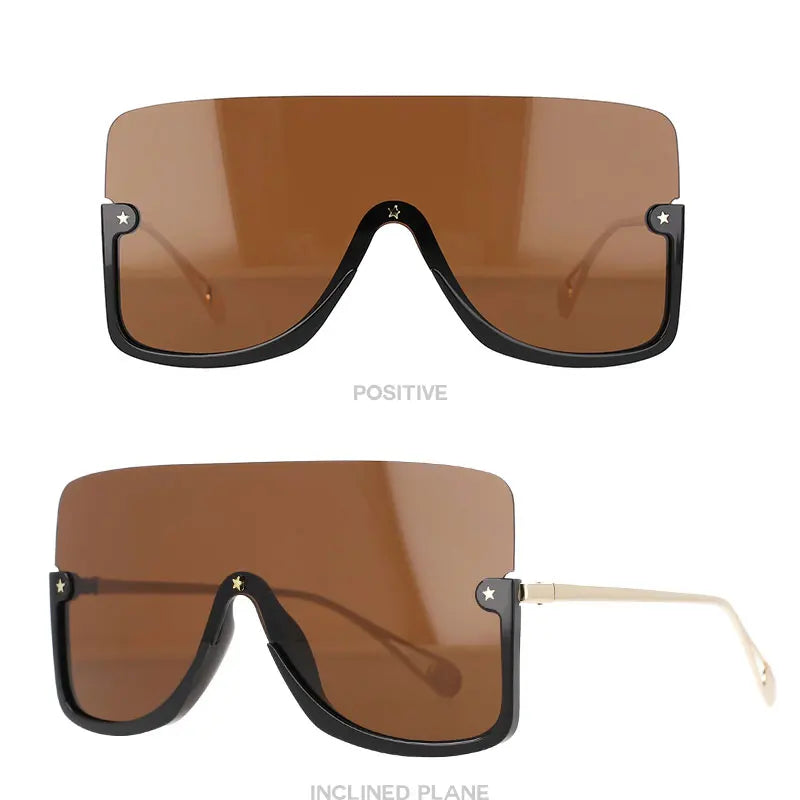 46266 Oversized Sunglasses One-Piece Lenses Men Women's Sunglasses Vintage Female Shades Uv400 Lentes De Sol