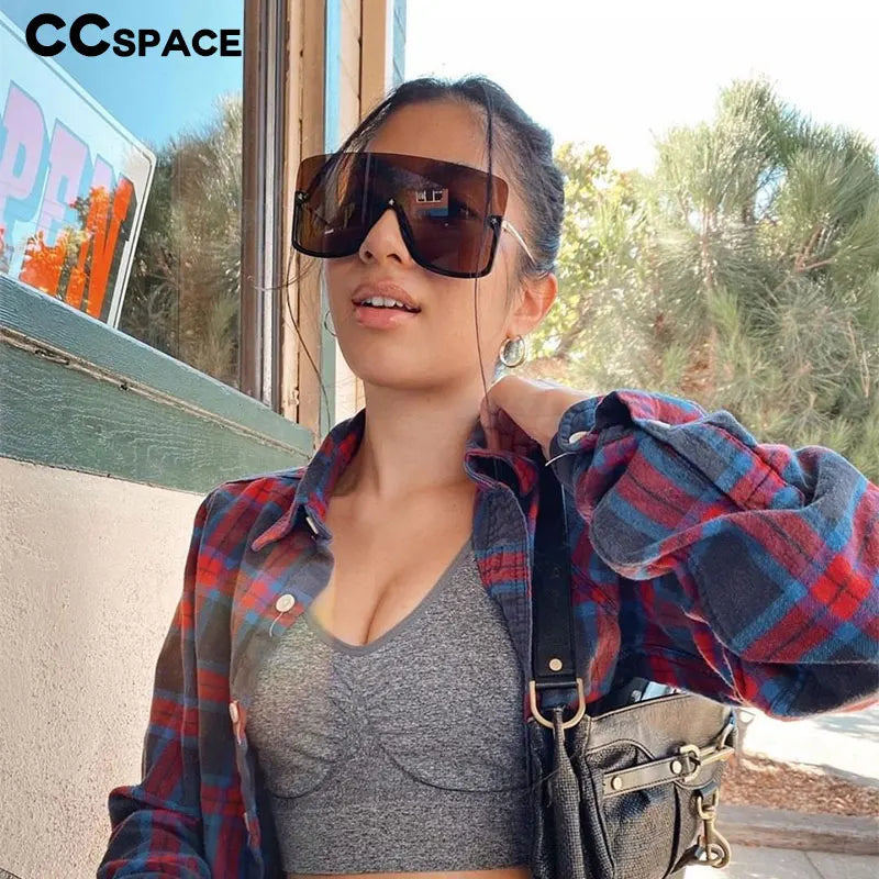 46266 Oversized Sunglasses One-Piece Lenses Men Women's Sunglasses Vintage Female Shades Uv400 Lentes De Sol