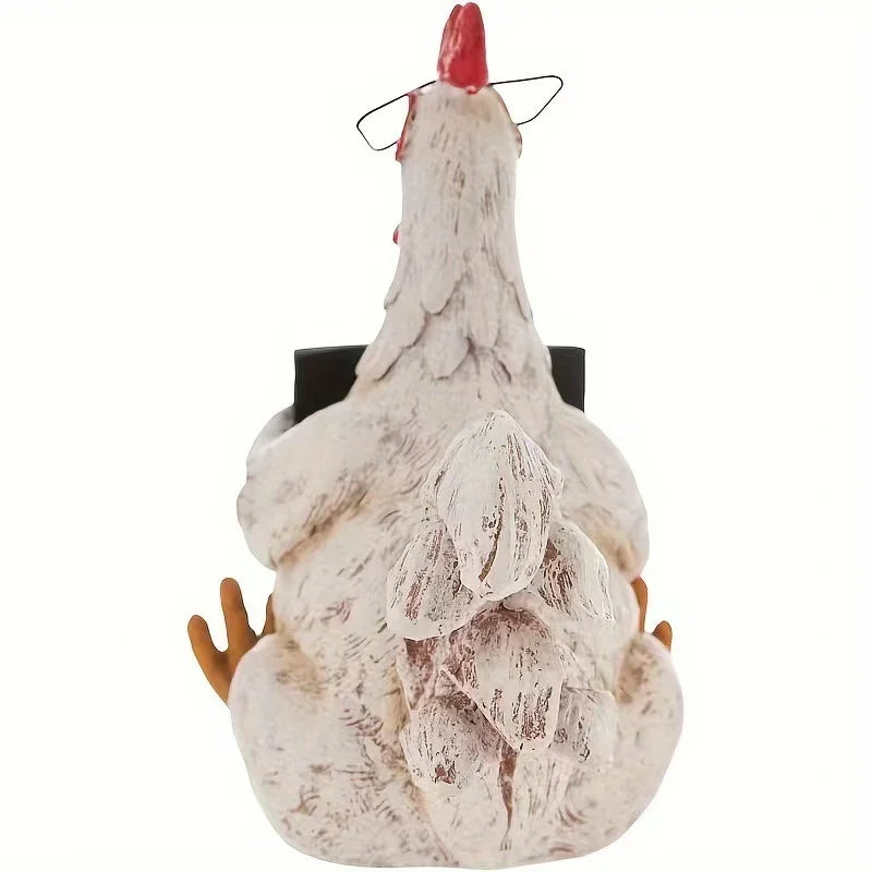 Resin Rooster Statue Decorative Garden Yard Lawn Chicken Hen Sculpture with Stake for Farmhouse Courtyard Housewarming Art Craft
