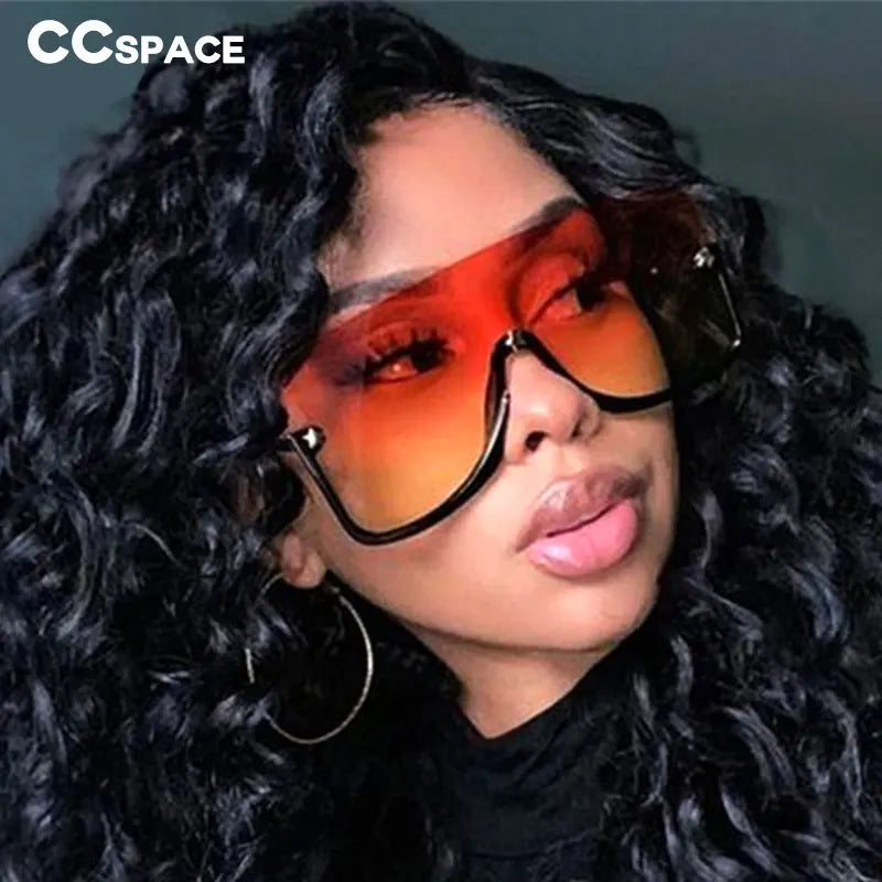46266 Oversized Sunglasses One-Piece Lenses Men Women's Sunglasses Vintage Female Shades Uv400 Lentes De Sol