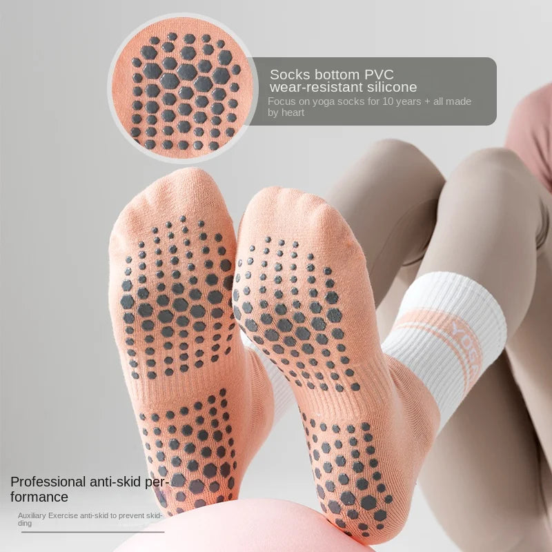 Women's Candy-Colored Mid-Calf Yoga Socks Knee-High Skipping Rope Socks Breathable Polyester Cotton Blend for Sports