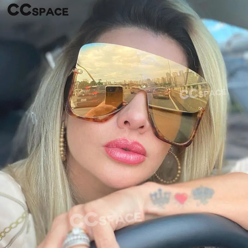 46266 Oversized Sunglasses One-Piece Lenses Men Women's Sunglasses Vintage Female Shades Uv400 Lentes De Sol