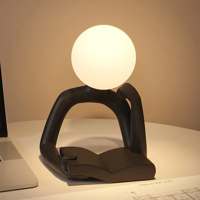 Modern Resin Abstract Statue LED table Light Figurine Model Craft Sculpture Ornament Home Decor Desktop Wine Cabinet Decoration