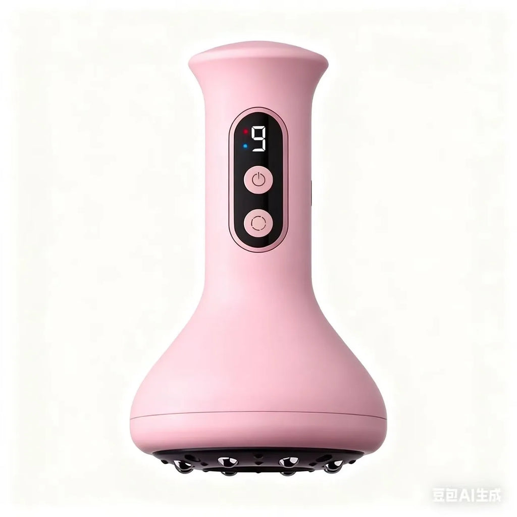 USB Rechargeable Handheld Abdominal Massager with Adjustable Guasha Cupping Intensity for Hot Compress Arm & Leg Massage
