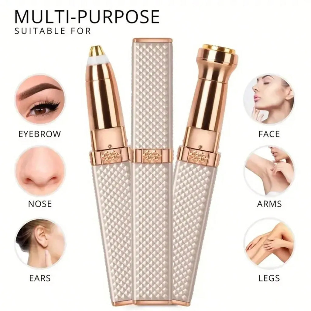 1pc Rechargeable 2-In-1 Eyebrow Razor And Hair Shaver With LED Light - Painlessly Remove Peach Fuzz, Facial Hair, Eyebrows, Lips