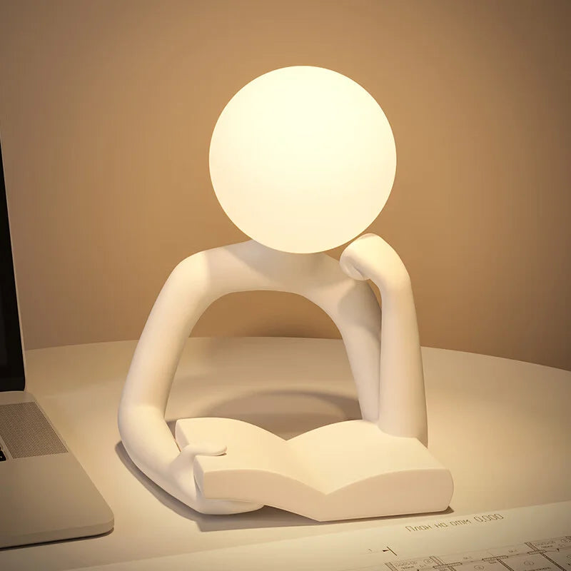 Modern Resin Abstract Statue LED table Light Figurine Model Craft Sculpture Ornament Home Decor Desktop Wine Cabinet Decoration