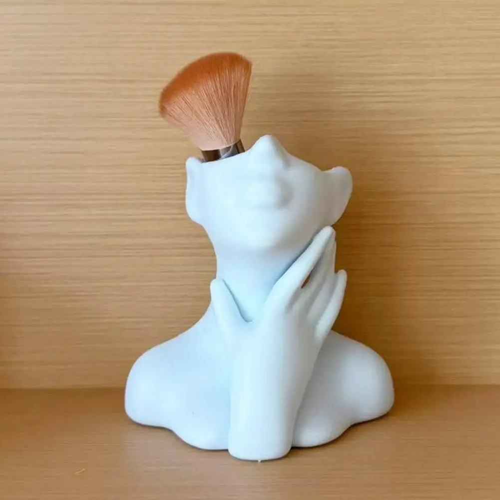 Makeup Brush Holder Creative Human Body Art Sculpture Pen Organizer Multi-Functional Desk Decor for Office & Home