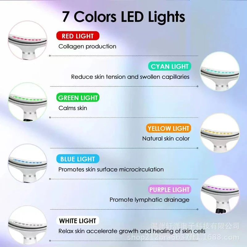 Portable 7-Color LED Light Therapy Facial And Neck Massager, 3 Adjustable Levels, Gentle Vibration, Anti-Wrinkle, Skin Firming