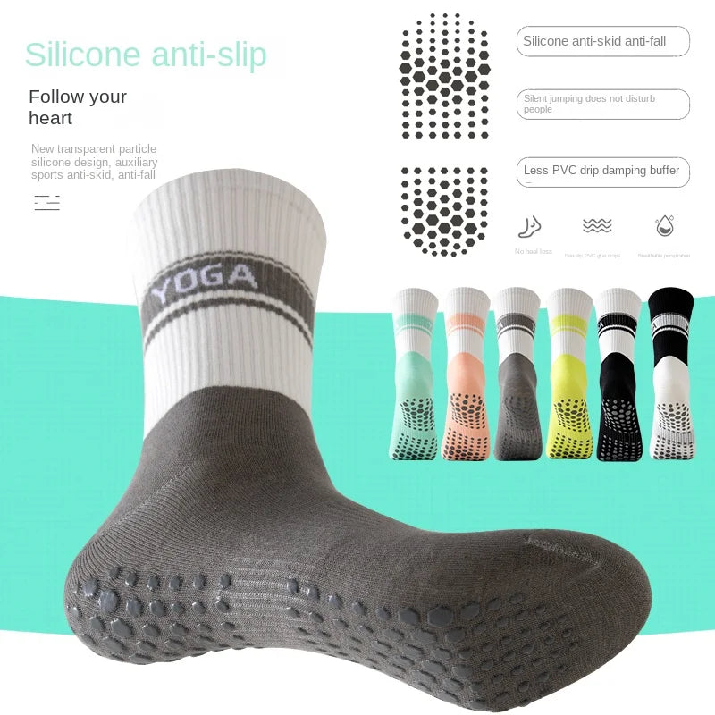 Women's Candy-Colored Mid-Calf Yoga Socks Knee-High Skipping Rope Socks Breathable Polyester Cotton Blend for Sports