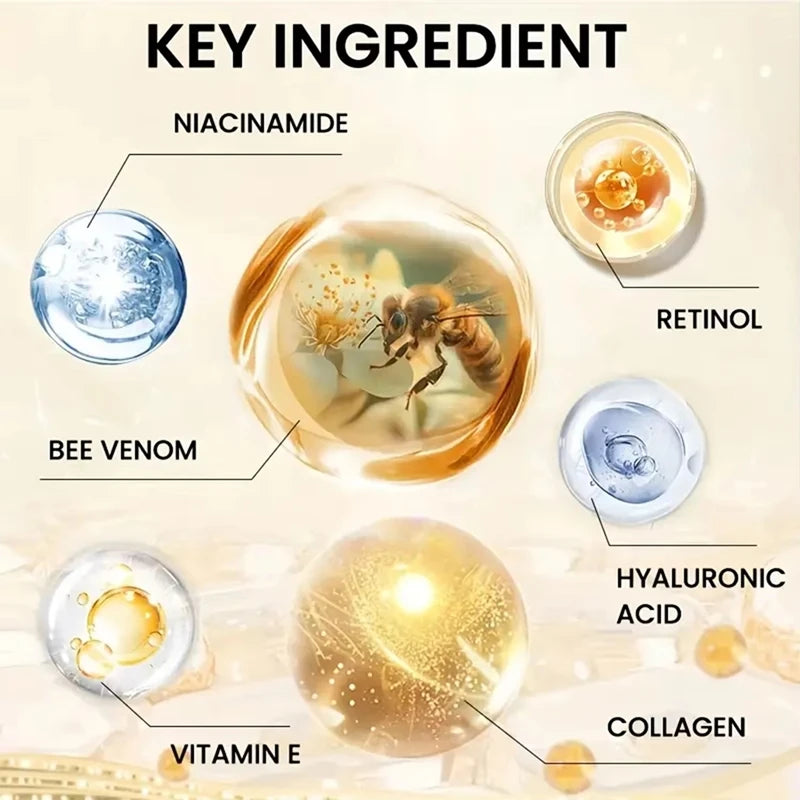 Bee Venom Instant Facial Lifting Cream Full Size - Firming & Smoothing Hyaluronic Acid Alcohol-Free Facial Primer for Loose Skin