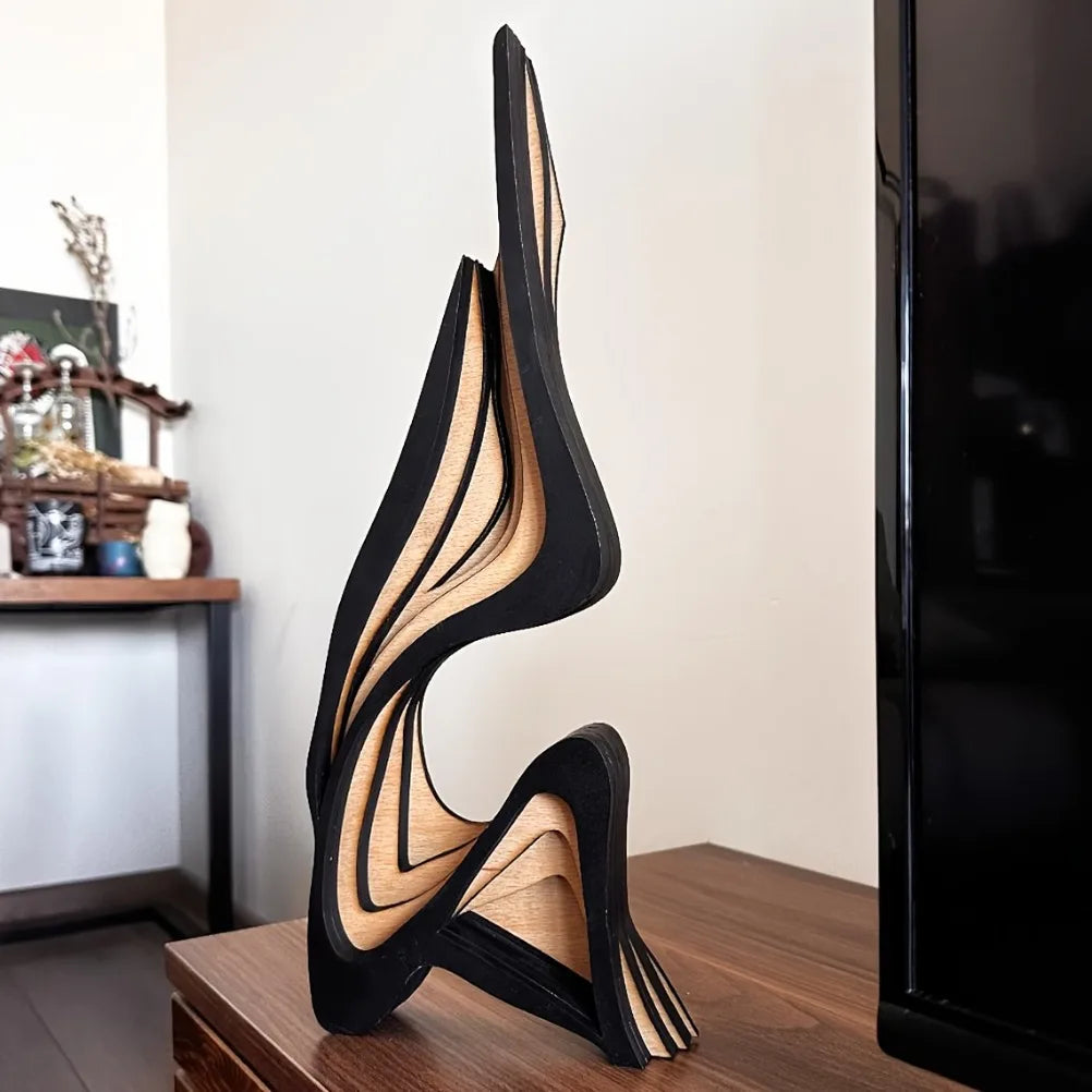 Artistic Abstract Wooden Streamlined Statue Minimalist Bookshelf Home Room Decoration Desktop Ornaments Home Gifts
