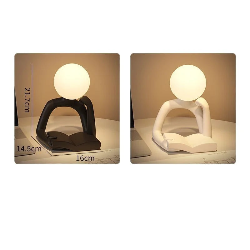 Modern Resin Abstract Statue LED table Light Figurine Model Craft Sculpture Ornament Home Decor Desktop Wine Cabinet Decoration