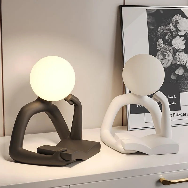 Modern Resin Abstract Statue LED table Light Figurine Model Craft Sculpture Ornament Home Decor Desktop Wine Cabinet Decoration