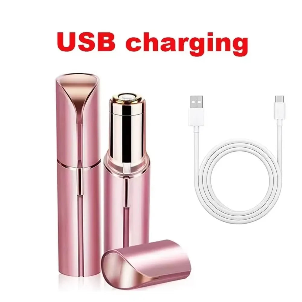 1pc Rechargeable 2-In-1 Eyebrow Razor And Hair Shaver With LED Light - Painlessly Remove Peach Fuzz, Facial Hair, Eyebrows, Lips