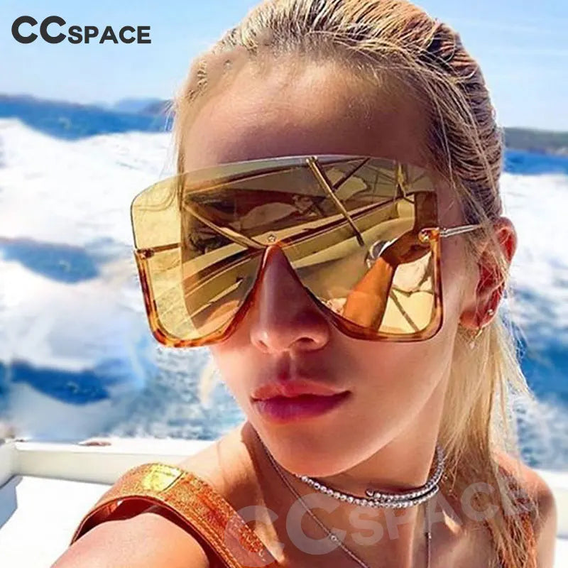 46266 Oversized Sunglasses One-Piece Lenses Men Women's Sunglasses Vintage Female Shades Uv400 Lentes De Sol