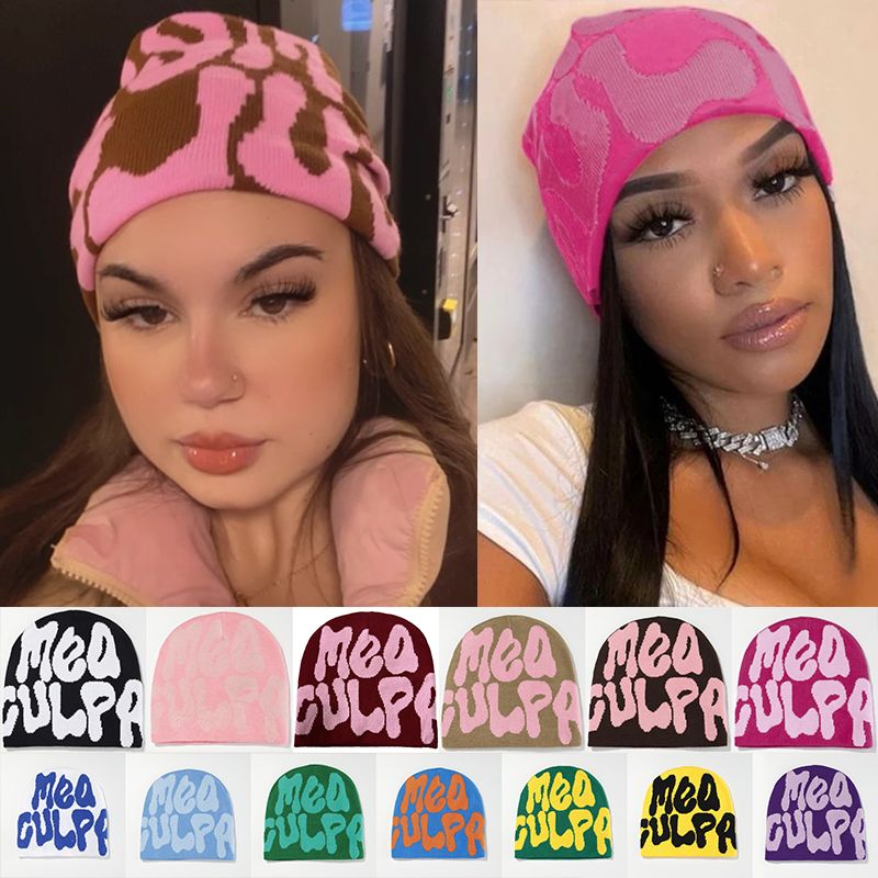 Hip-Hop Knitted Hat Kpop Beanies Hat Street Pullover Hat for Men Women Winter Outdoor Riding Sports Hat Elastic Skullies Hat